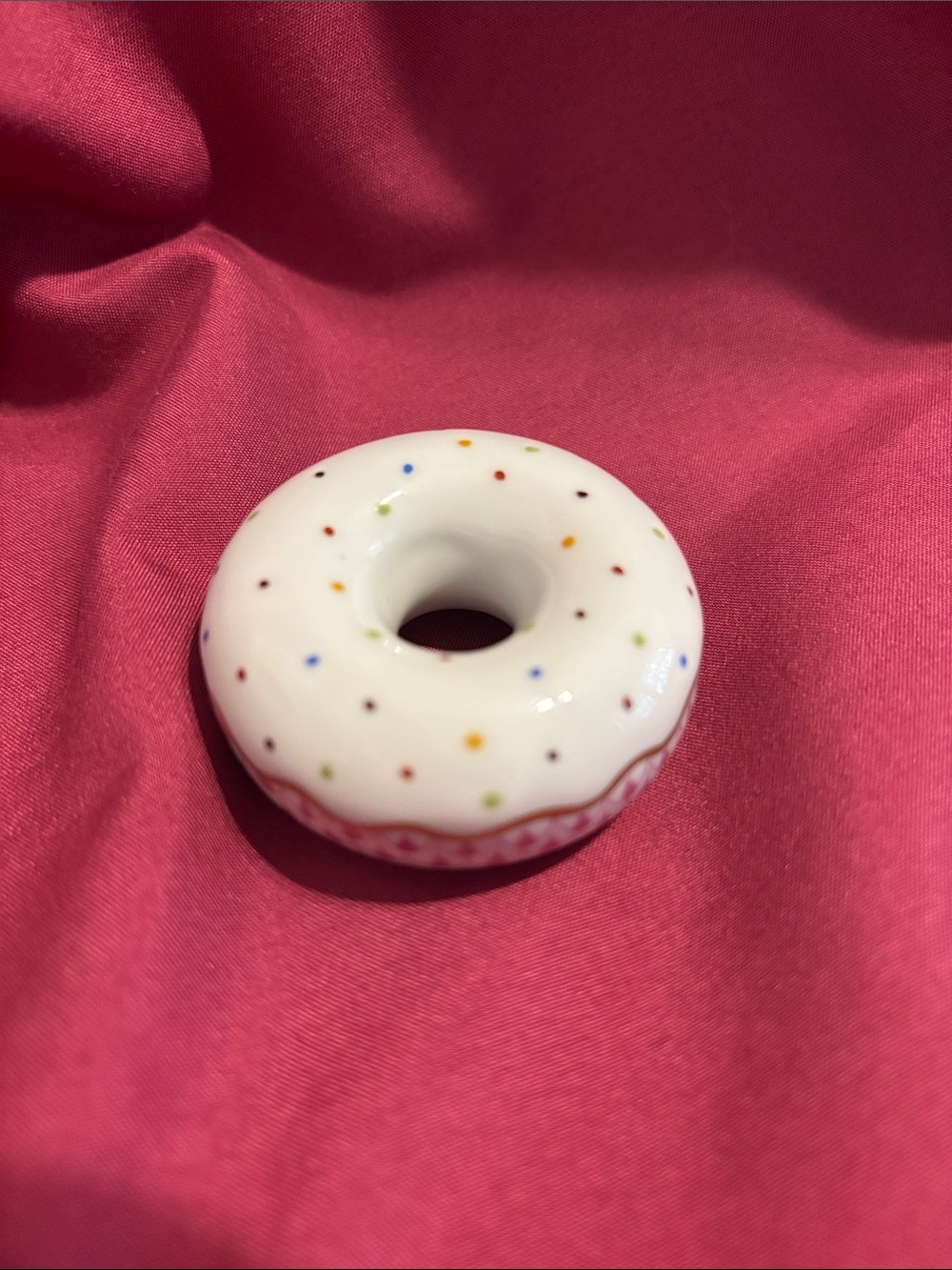 Herend White Ceramic Donut with Multicolor Sprinkles